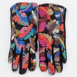 Floral Embroidered Touch Screen Gloves